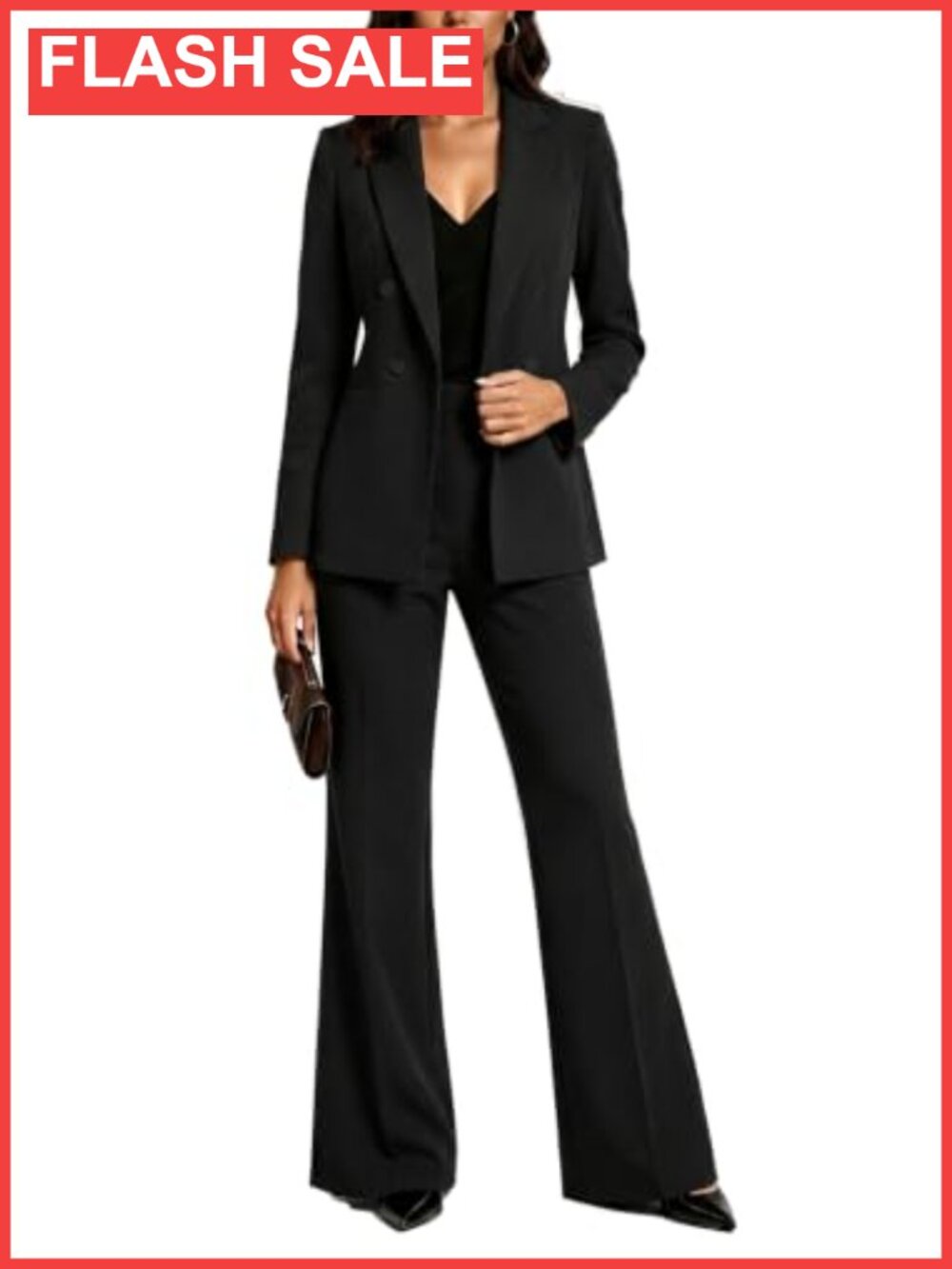 Women's 2 Piece Solid Blazer Pantsuit Business Casual Set